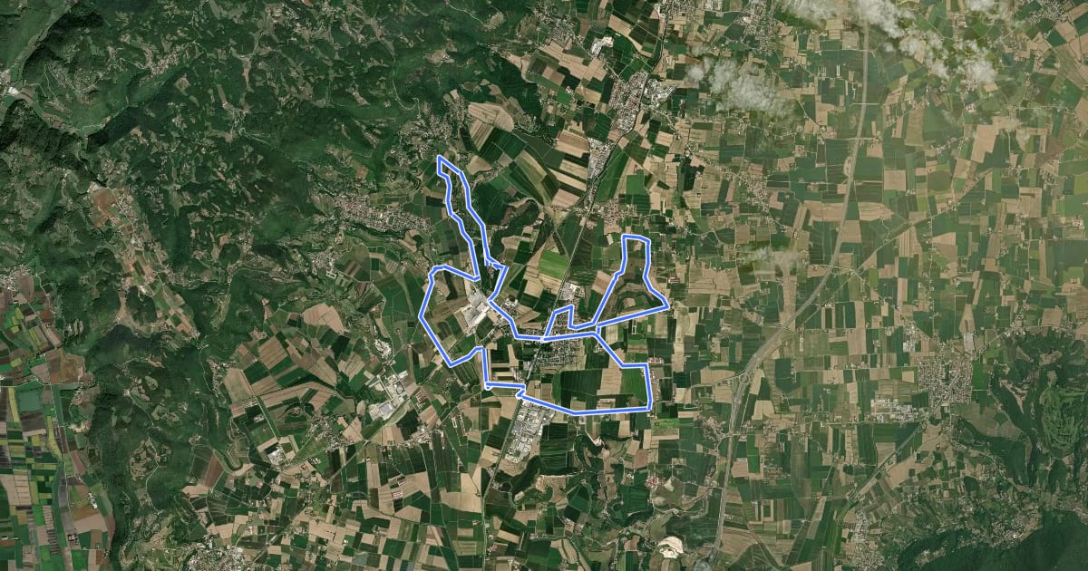 Маршрут Percorso cicloturistico delle Fontane на спутниковом снимке