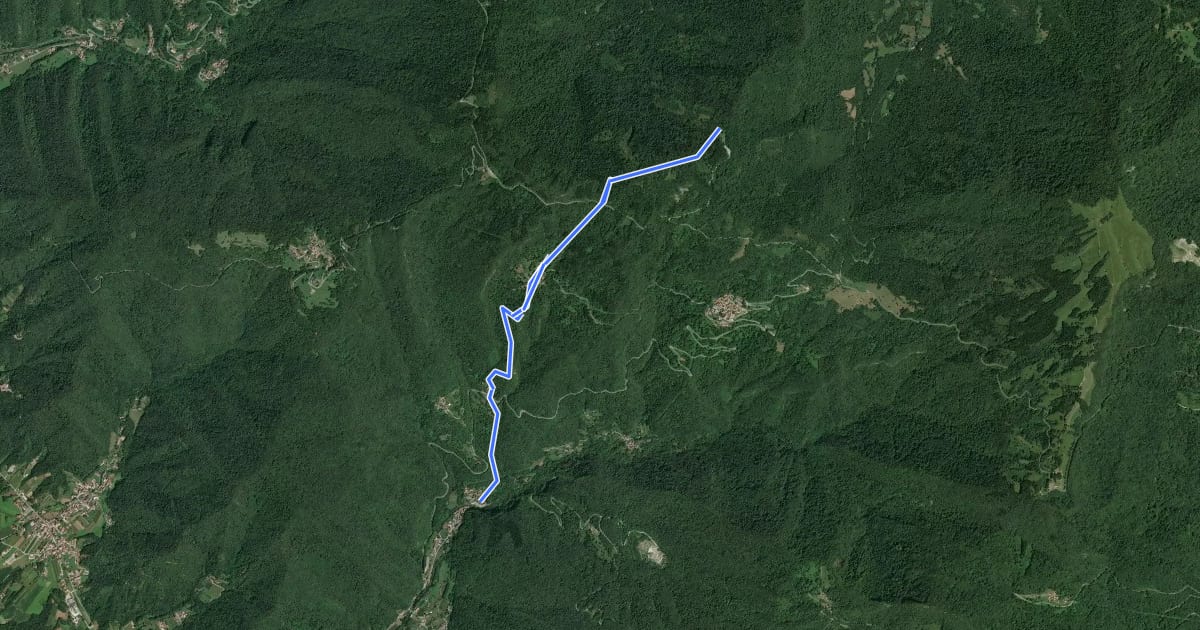 Маршрут Percorso per le Malghe di Porzus на спутниковом снимке