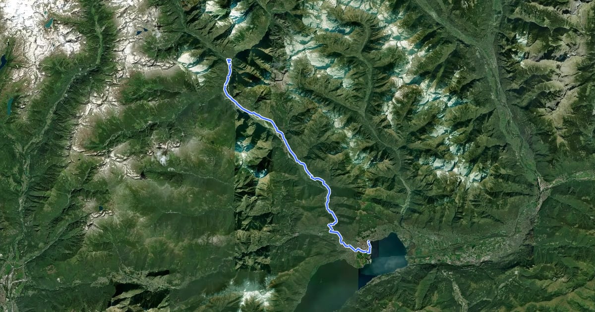 Маршрут Percorso Valle Maggia на спутниковом снимке
