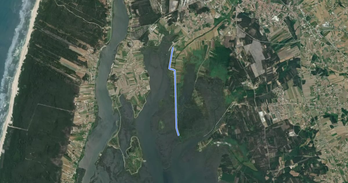 Маршрут Percurso 2 – Cais da Ribeira até à Foz do Cáster на спутниковом снимке