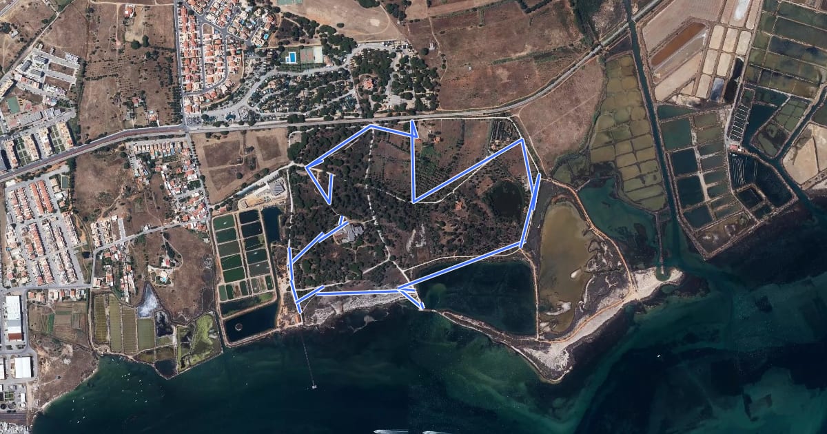 Маршрут Percurso do Centro de Educação Ambiental de Marim на спутниковом снимке