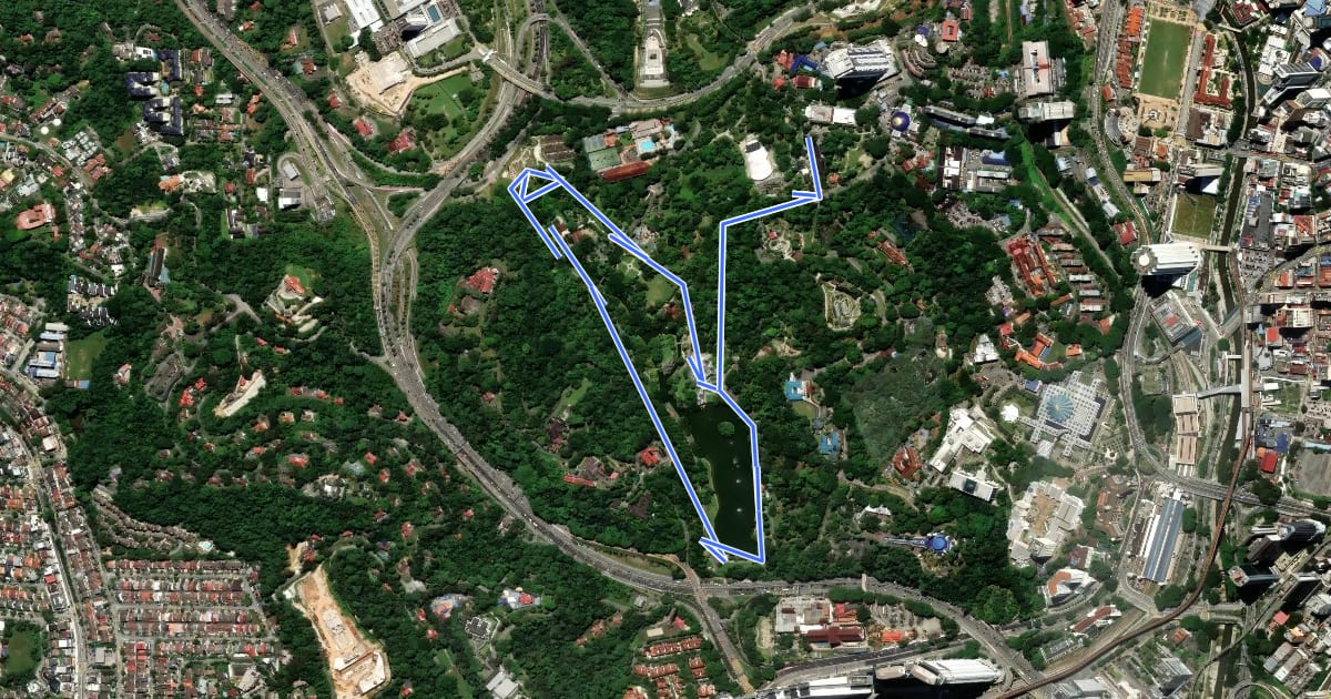 Маршрут Perdana Botanical Garden: Main walking loop на спутниковом снимке