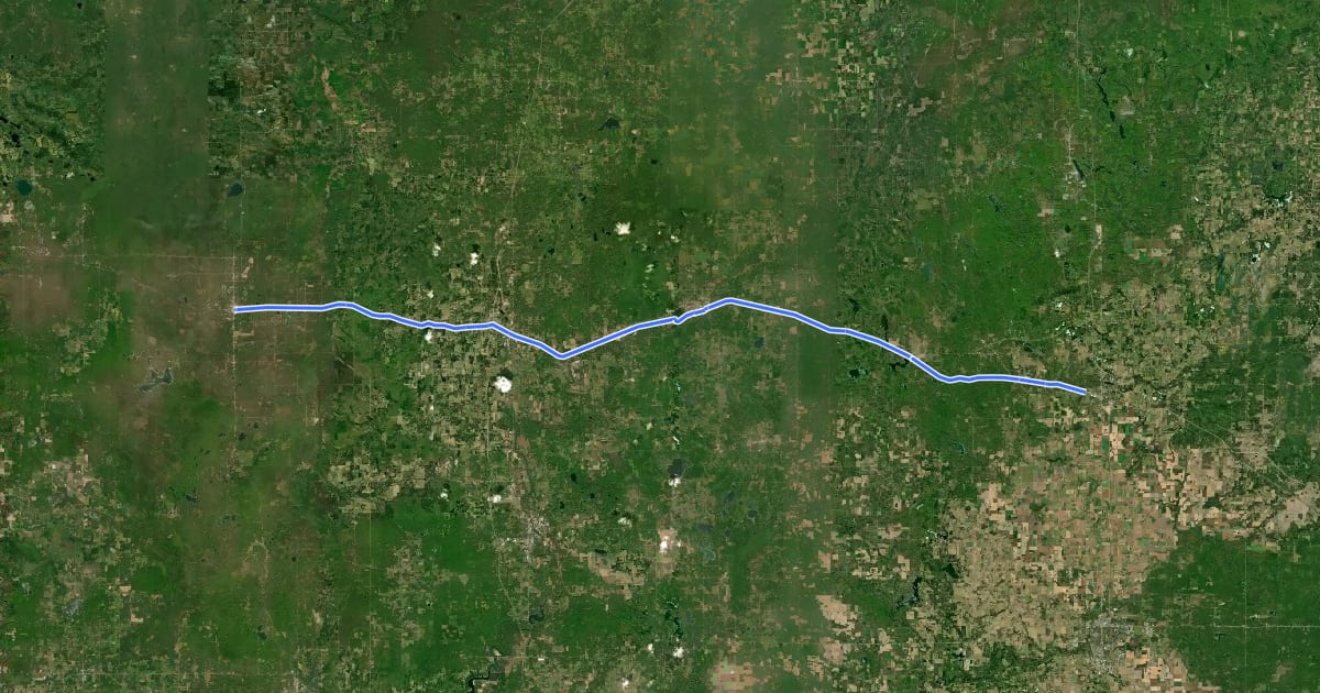 Маршрут Pere Marquette State Trail на спутниковом снимке
