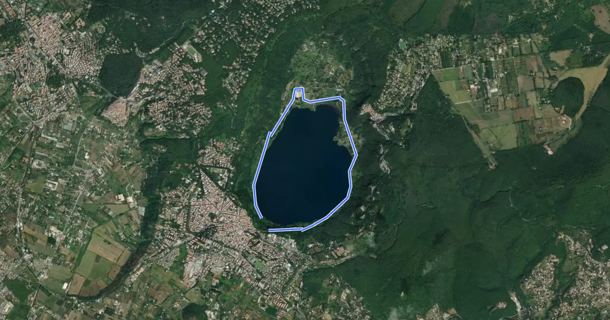 Маршрут Periplo del Lago di Nemi на спутниковом снимке