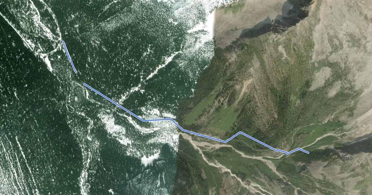 Маршрут Perley Rock Trail / Sir Donald Trail на спутниковом снимке