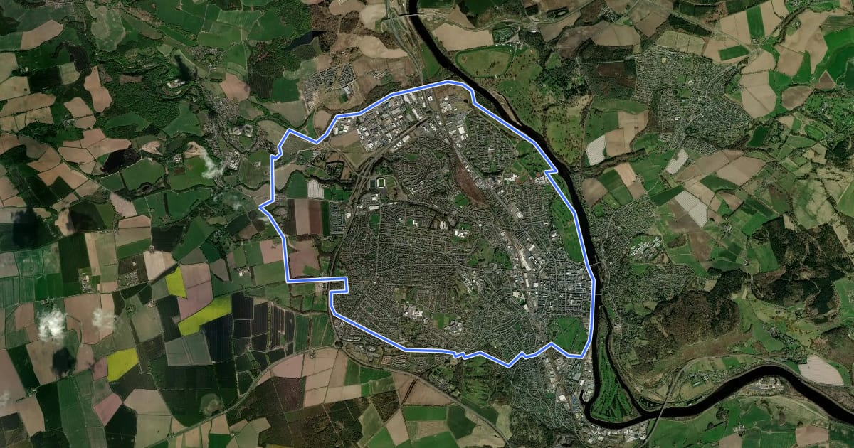 Маршрут Perth Circular Cycle Route на спутниковом снимке