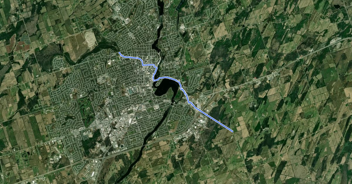 Маршрут Peterborough Trans Canada Trail на спутниковом снимке