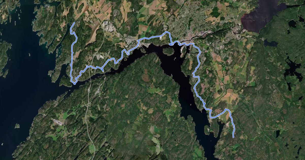 Маршрут Petersburg - Svinesund - Røsneskilen на спутниковом снимке