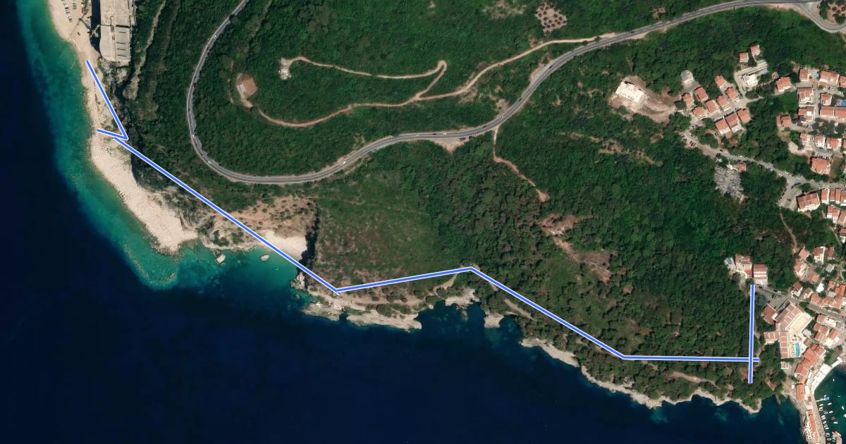 Маршрут Petrovac - Perazića Do на спутниковом снимке