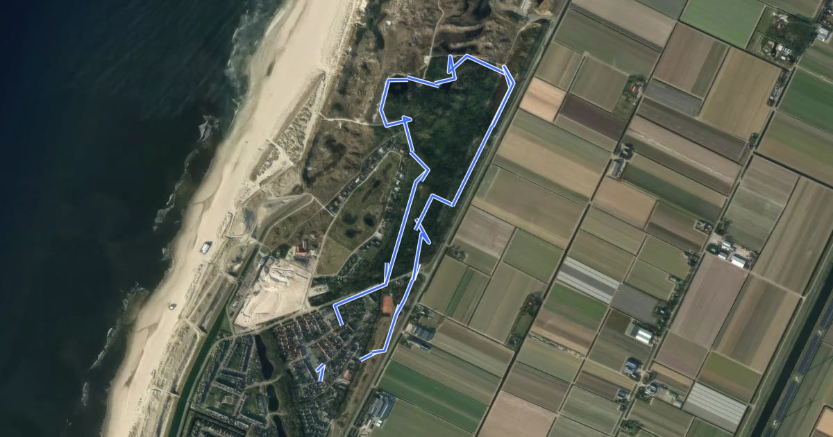 Маршрут Petten groen 4,3 km на спутниковом снимке