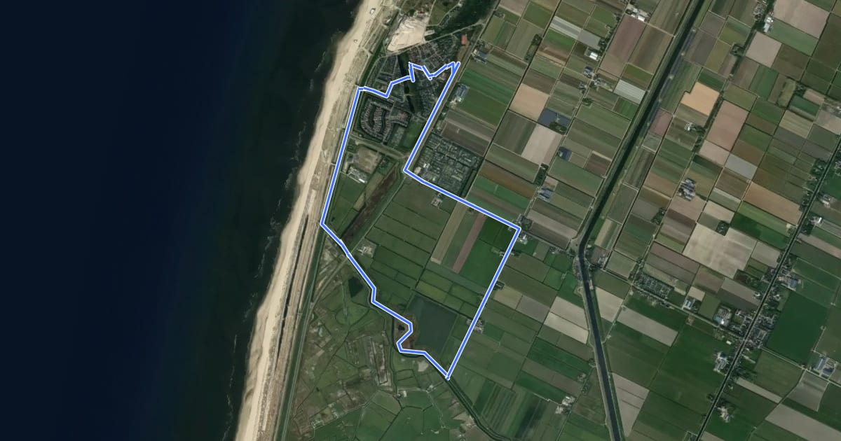 Маршрут Petten rood 7,9 km на спутниковом снимке