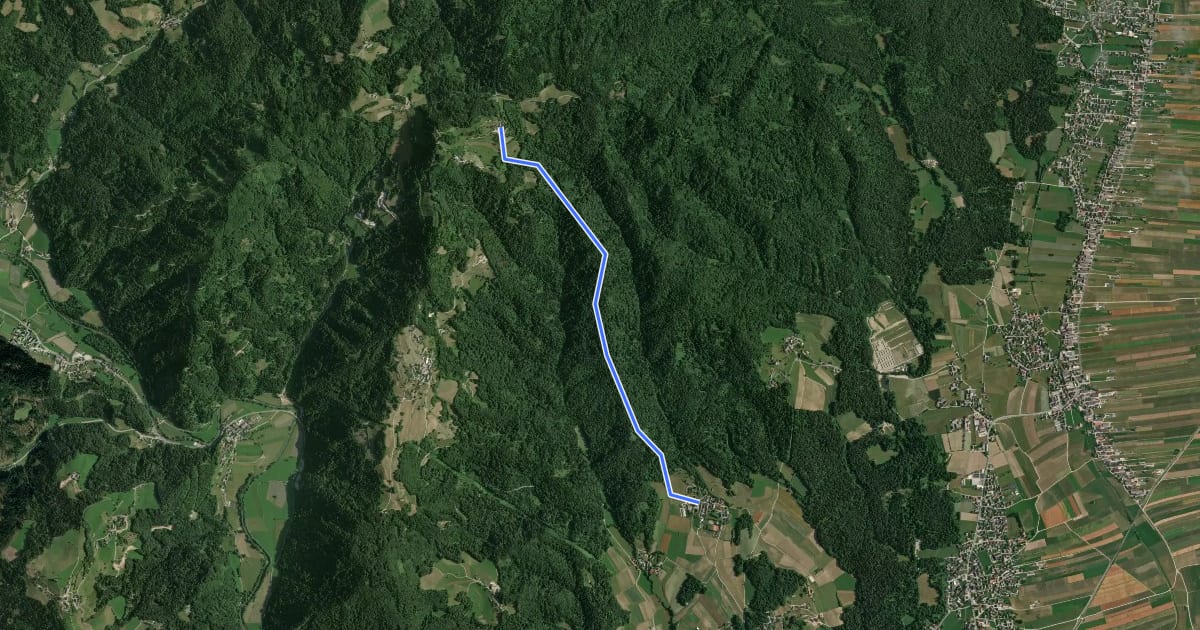 Маршрут Pevno - Planica на спутниковом снимке