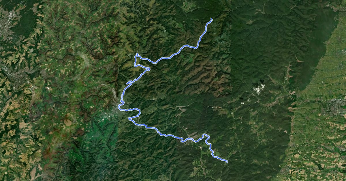 Маршрут Pfälzer Jakobsweg-Verbindungsroute на спутниковом снимке