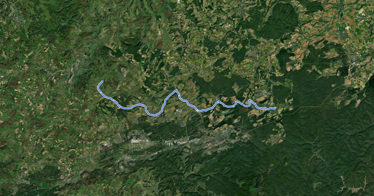 Маршрут Pfälzer Land Radweg на спутниковом снимке