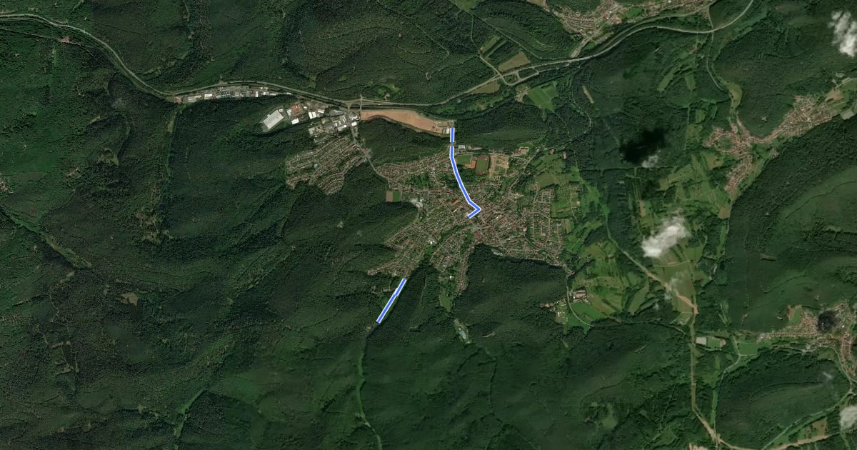 Маршрут Pfälzer Waldpfad Zuweg Hauenstein I на спутниковом снимке