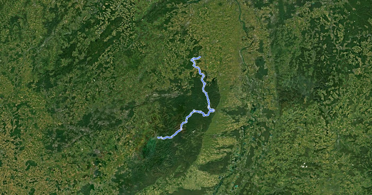 Маршрут Pfälzerwald Blau-Roter Balken на спутниковом снимке