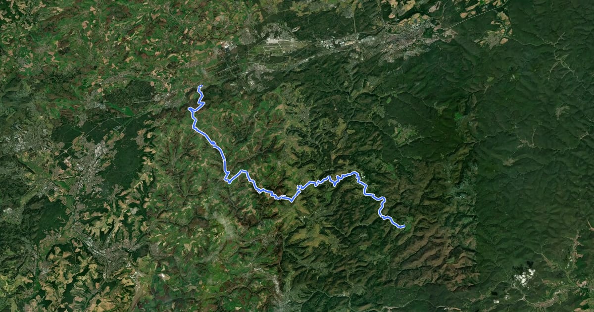 Маршрут Pfälzerwald Blauer Punkt : Hauptstuhl <=> Leimen на спутниковом снимке