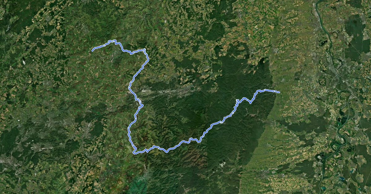 Маршрут Pfälzerwald Gelb-Roter Balken на спутниковом снимке