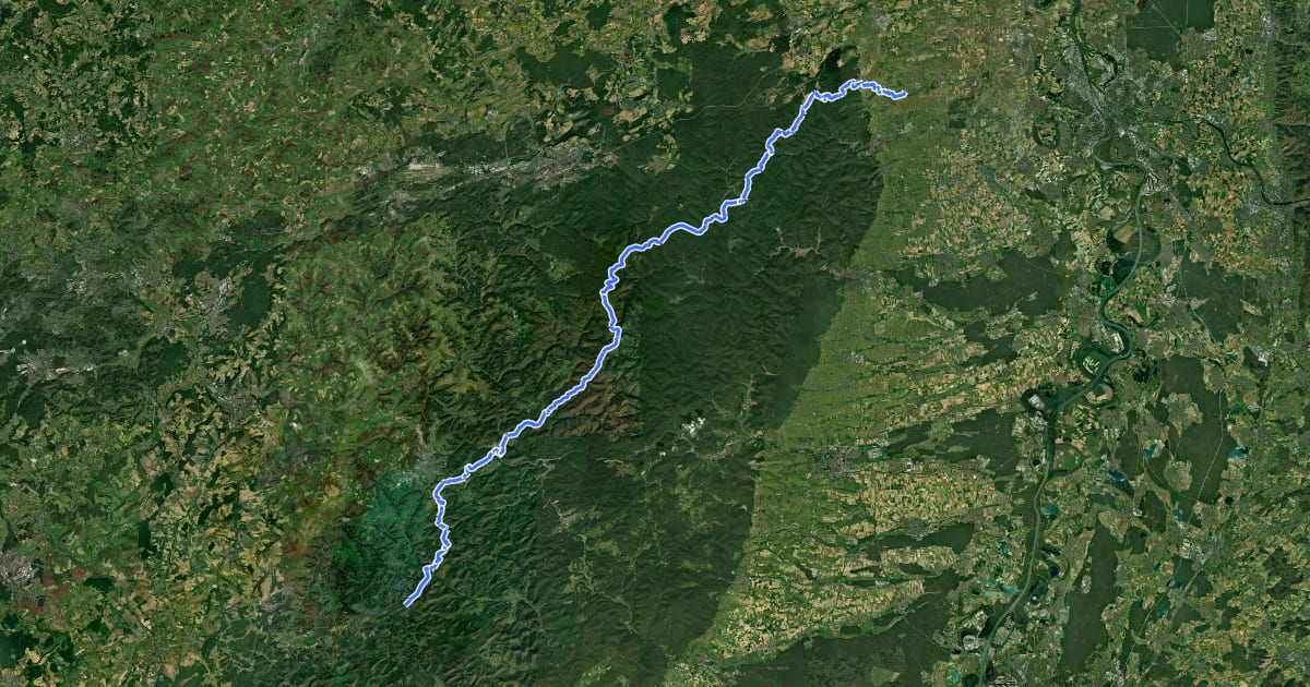 Маршрут Pfälzerwald Grünes Kreuz на спутниковом снимке