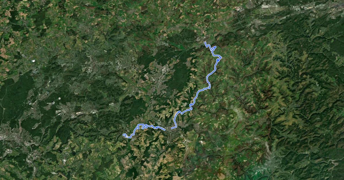 Маршрут Pfälzerwald Roter Punkt: Bruchmühlbach <=> Biesingen на спутниковом снимке