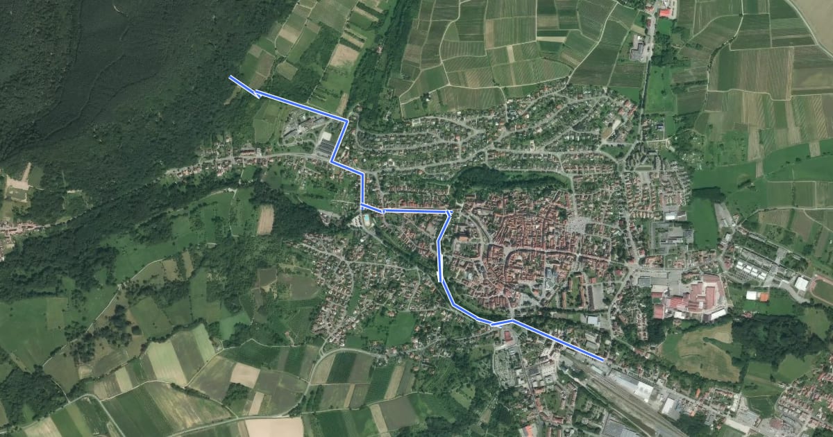 Маршрут Pfaelzer Waldpfad Zuweg Wissembourg Bahnhof на спутниковом снимке