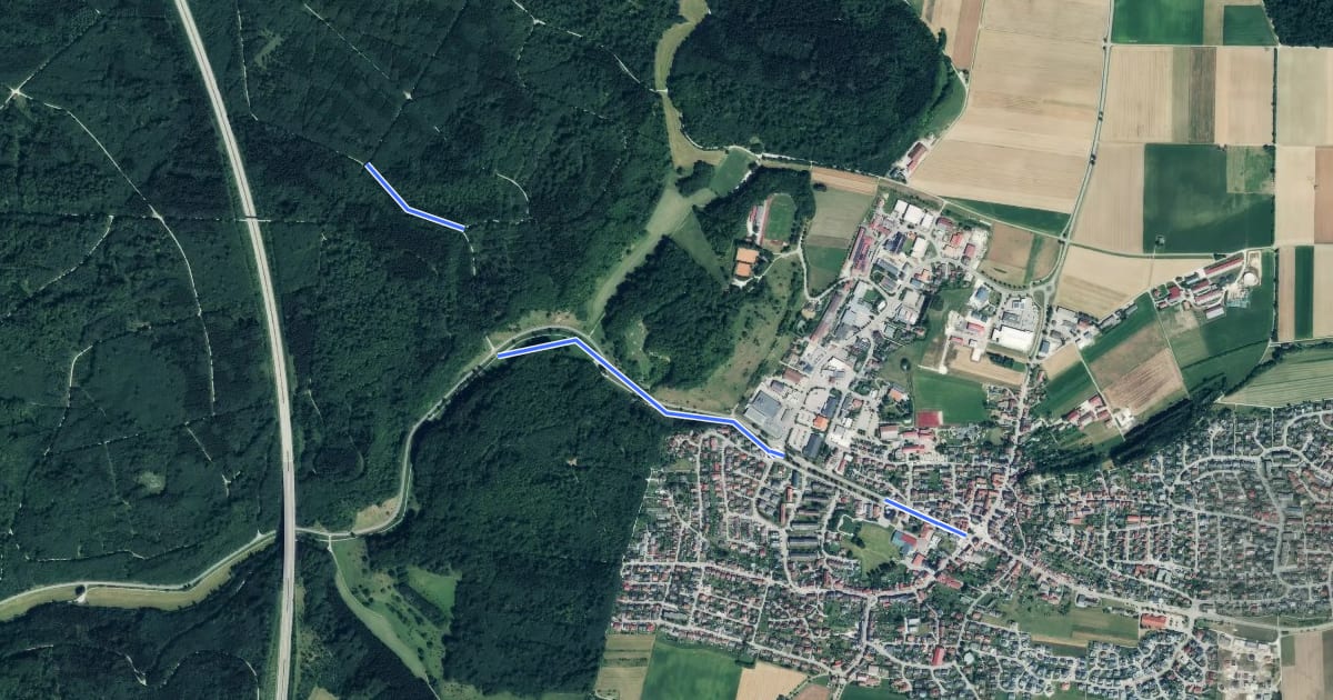 Маршрут Pfaffenberg - Nattheim на спутниковом снимке
