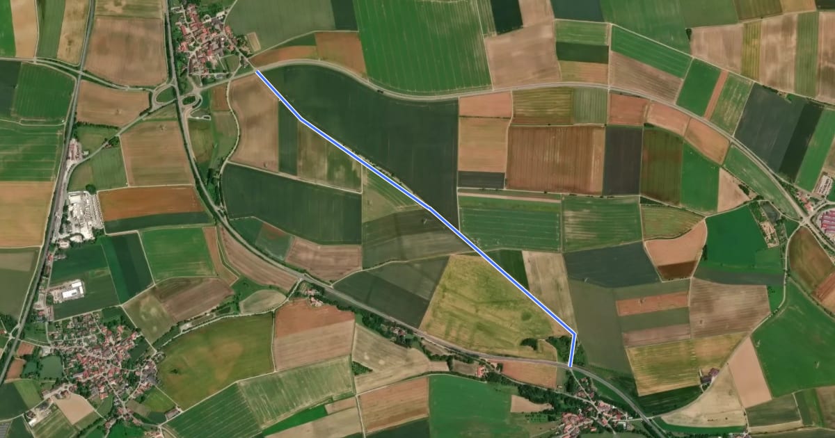 Маршрут Pfaffenhofen - Neuherberg на спутниковом снимке