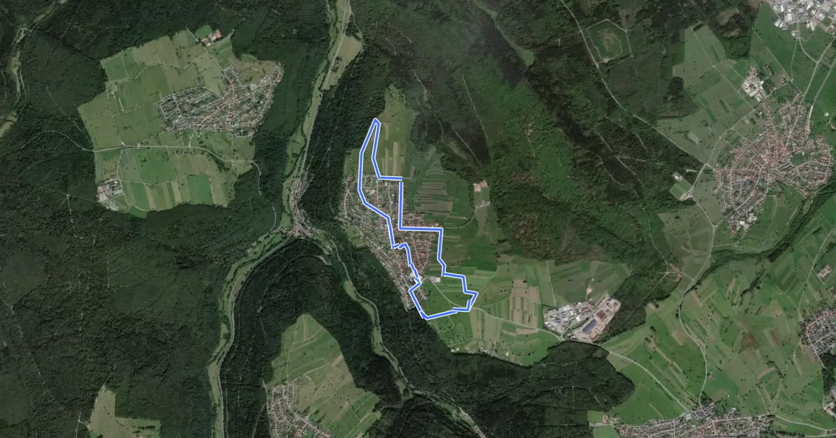Маршрут Pfaffenroter Kreuzweg на спутниковом снимке