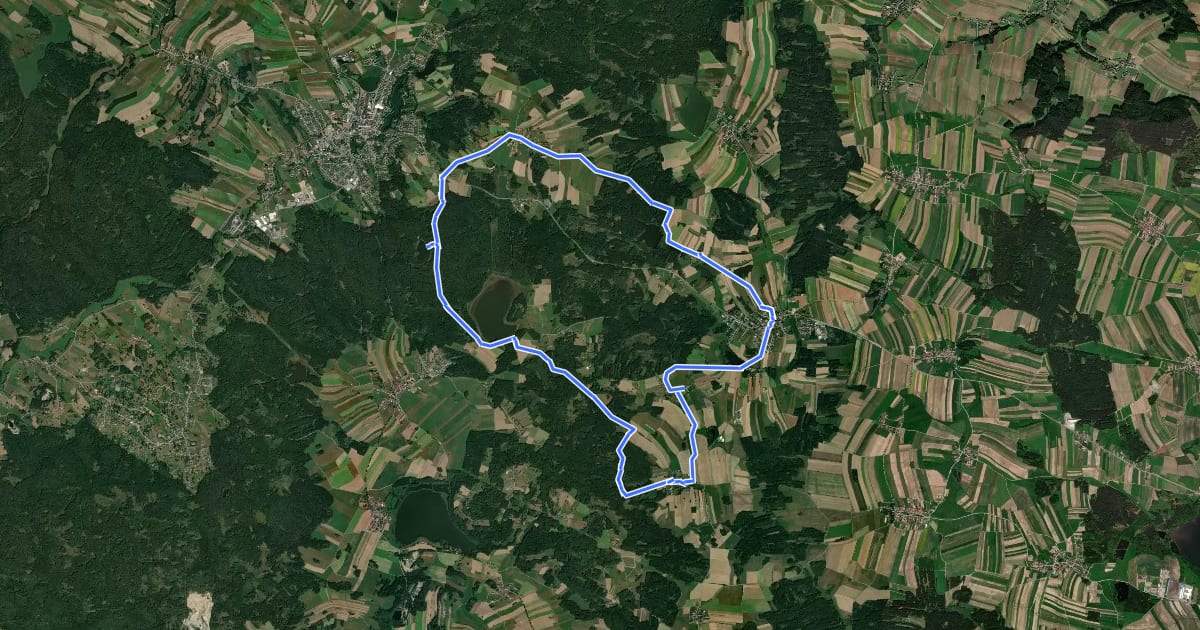 Маршрут Pfaffenschlag, europ. Hauptwasserscheide, Naturpark Heidenreichsteiner Moor на спутниковом снимке