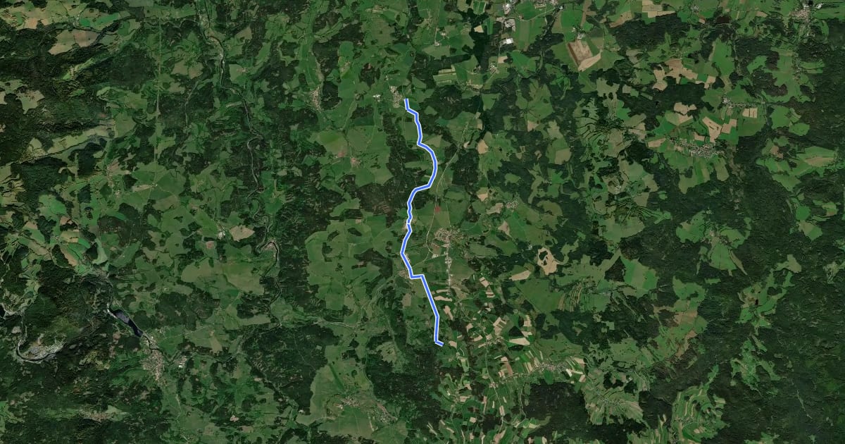 Маршрут Pferdeeisenbahnwanderweg CZ на спутниковом снимке