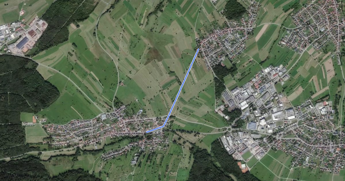 Маршрут Pfinzweiler Burgwiesen - Langenalb Farrenstall на спутниковом снимке