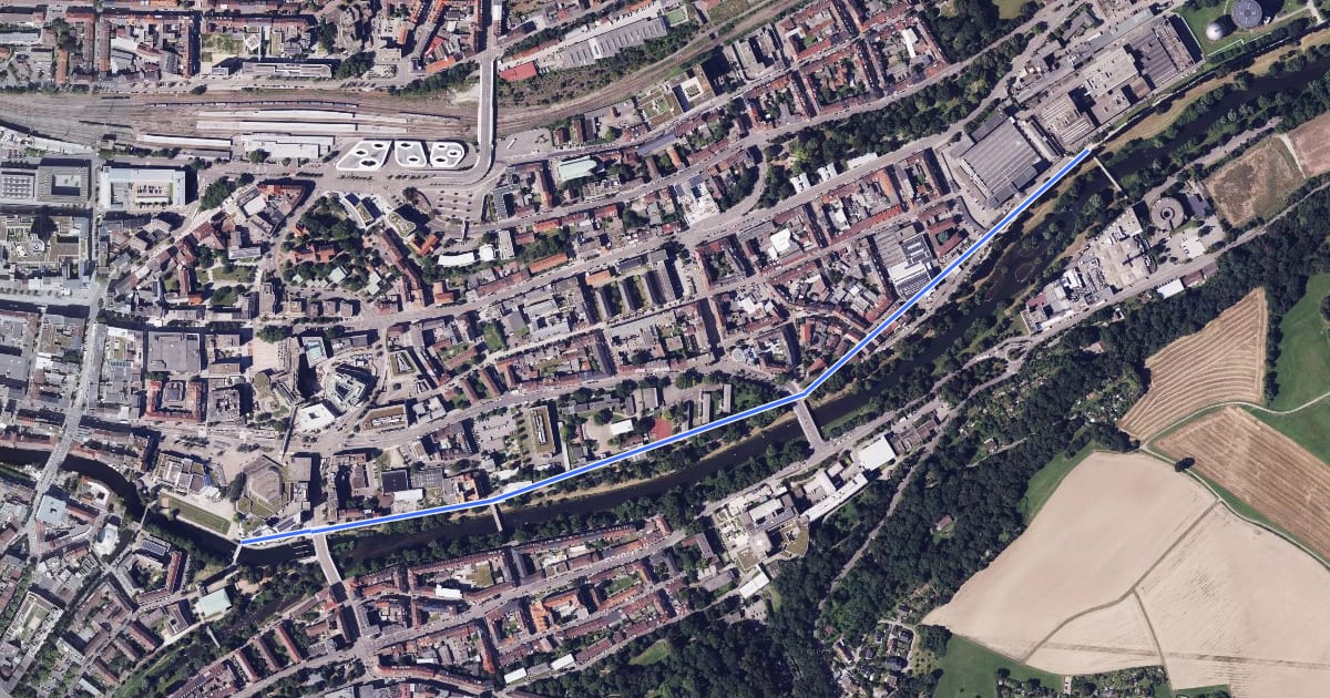 Маршрут Pforzheim Waisenhausplatz - Kanzlersteg на спутниковом снимке
