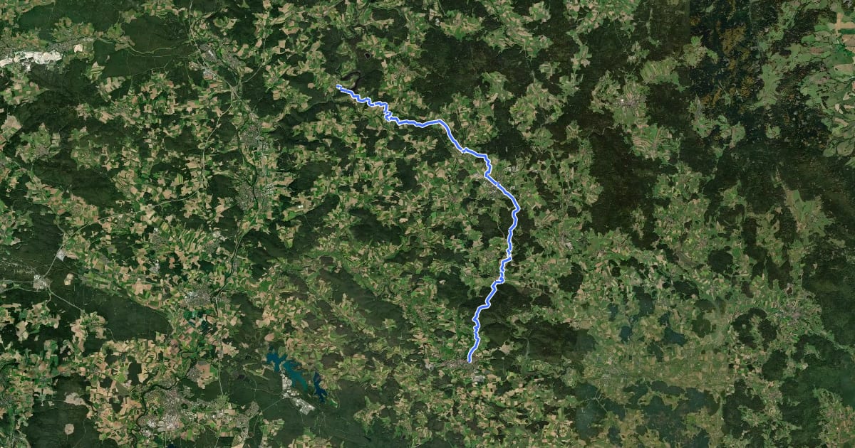 Маршрут Pfreimd-Schwarzach-Weg на спутниковом снимке