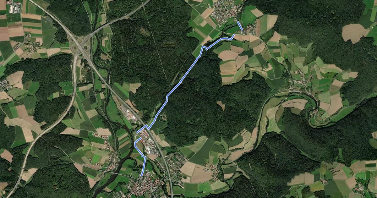 Маршрут Pfreimd/Sportplatz - Weihern на спутниковом снимке