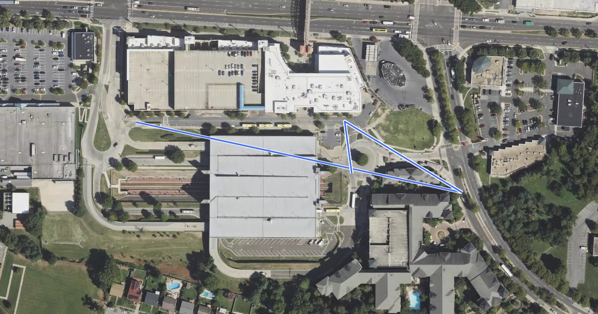Маршрут PG Plaza Bike Access на спутниковом снимке