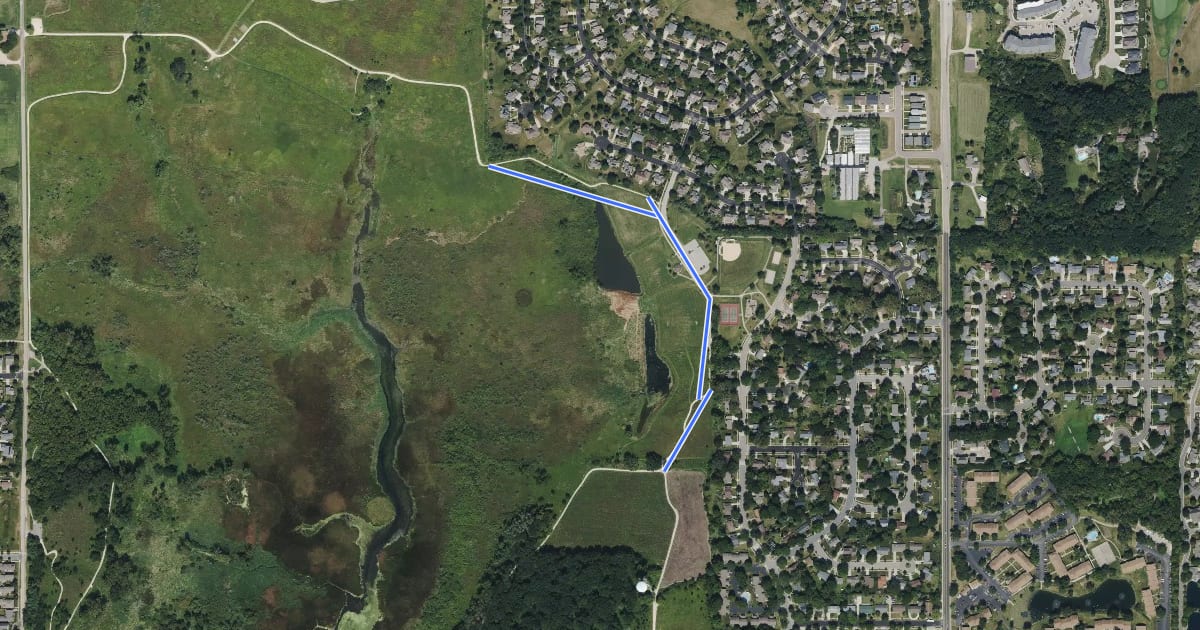 Маршрут Pheasant Branch Conservancy Northeast Trail на спутниковом снимке