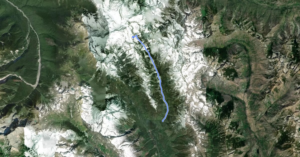 Маршрут Phelps Creek Trail на спутниковом снимке