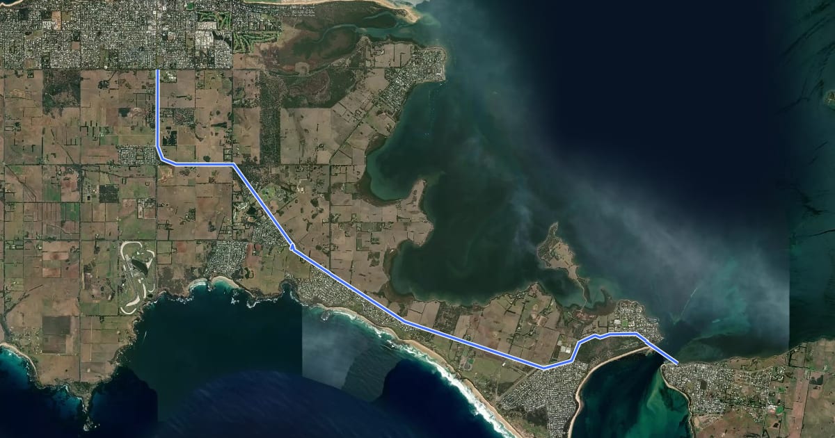 Маршрут Phillip Island Bike Path на спутниковом снимке