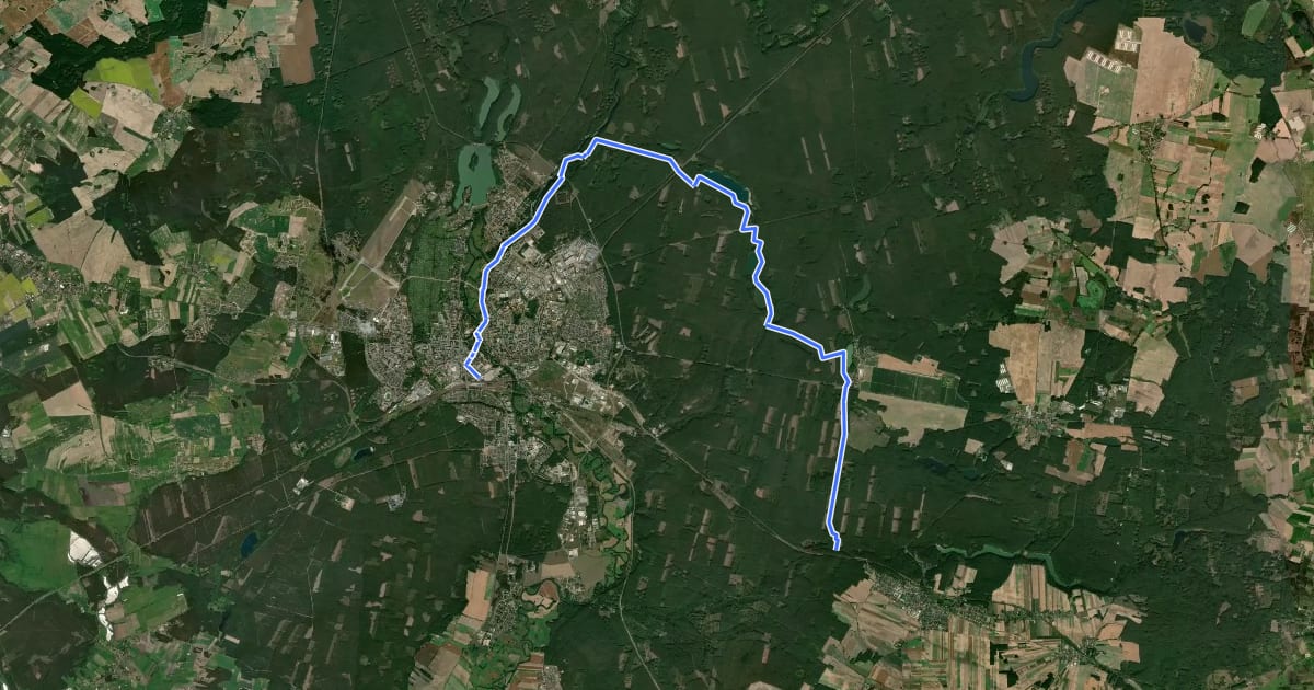 Маршрут Piła - Żabostowo на спутниковом снимке