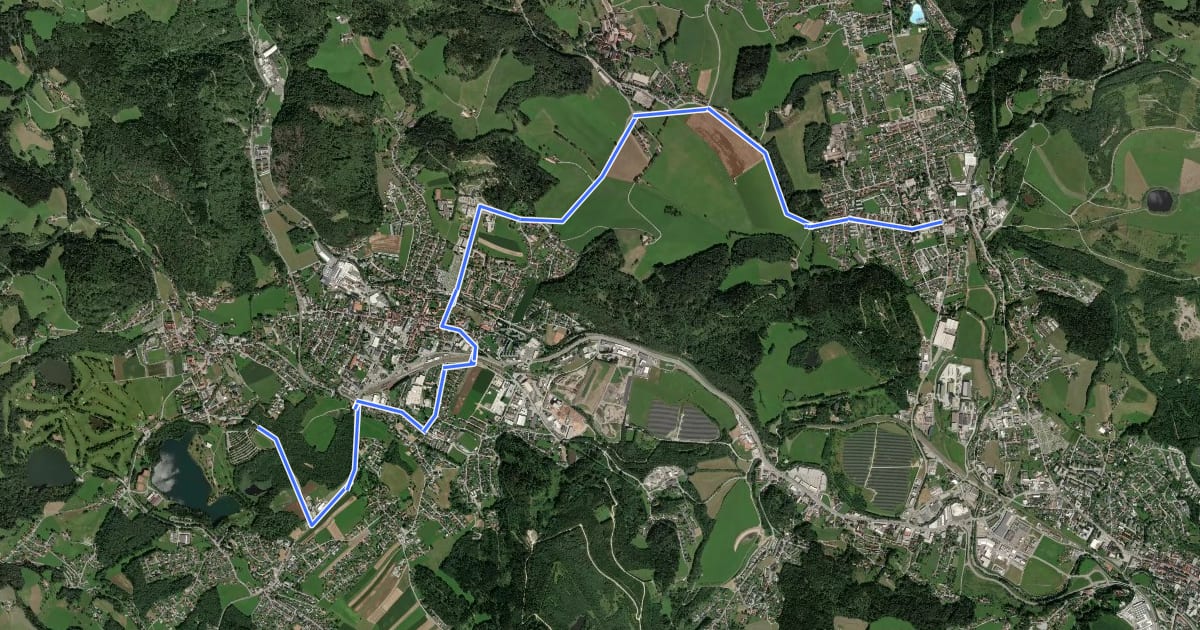Маршрут Piber Radweg на спутниковом снимке