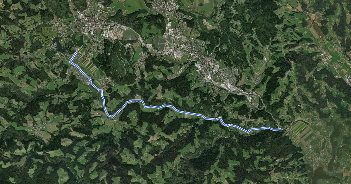 Маршрут Piberstein Radweg на спутниковом снимке