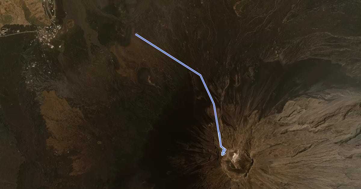 Маршрут Pico de Fogo ascent на спутниковом снимке