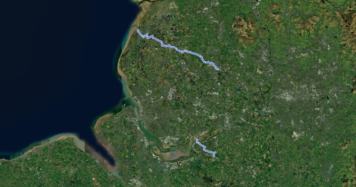 Маршрут Pier to Pier cycle route на спутниковом снимке