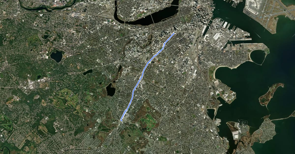 Маршрут Pierre Lallement Bike Path на спутниковом снимке