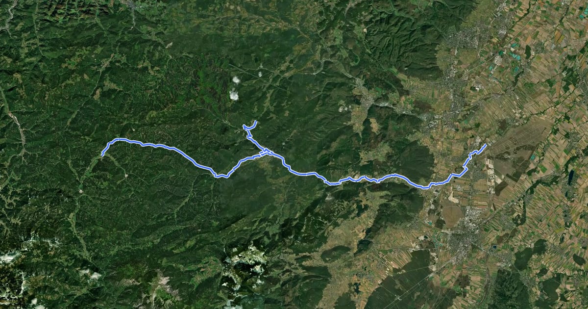 Маршрут Piestingtal-Radweg на спутниковом снимке