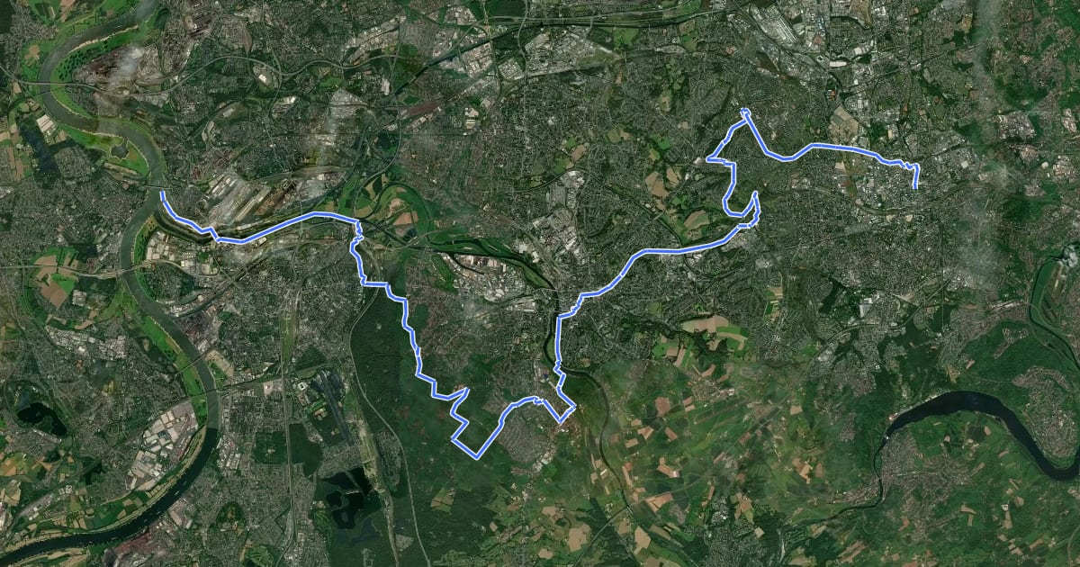 Маршрут Pilgerweg Du-E на спутниковом снимке