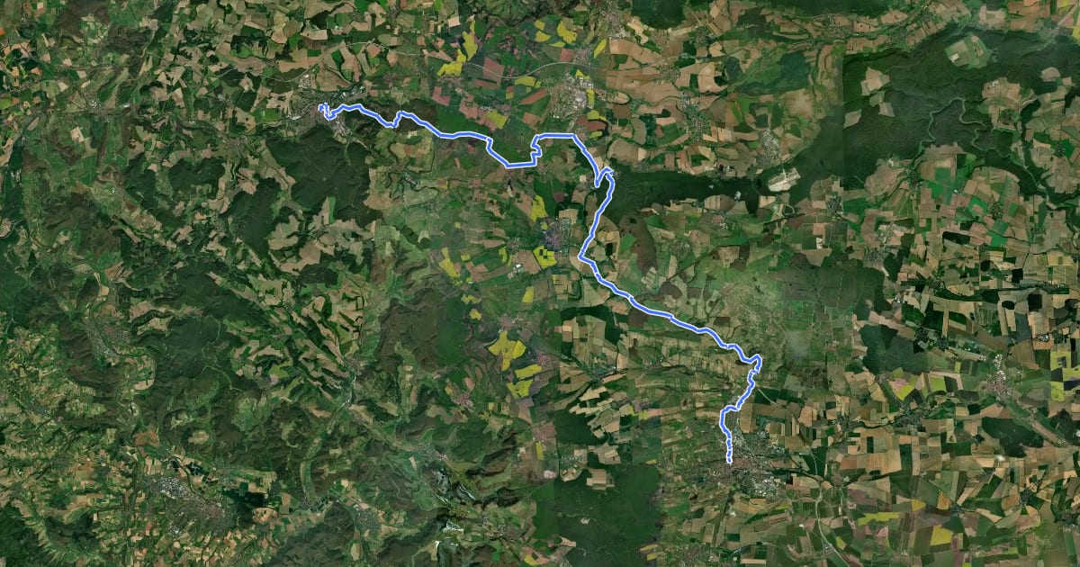 Маршрут Pilgerweg Loccum - Volkenroda, Nebenstrecke IV на спутниковом снимке