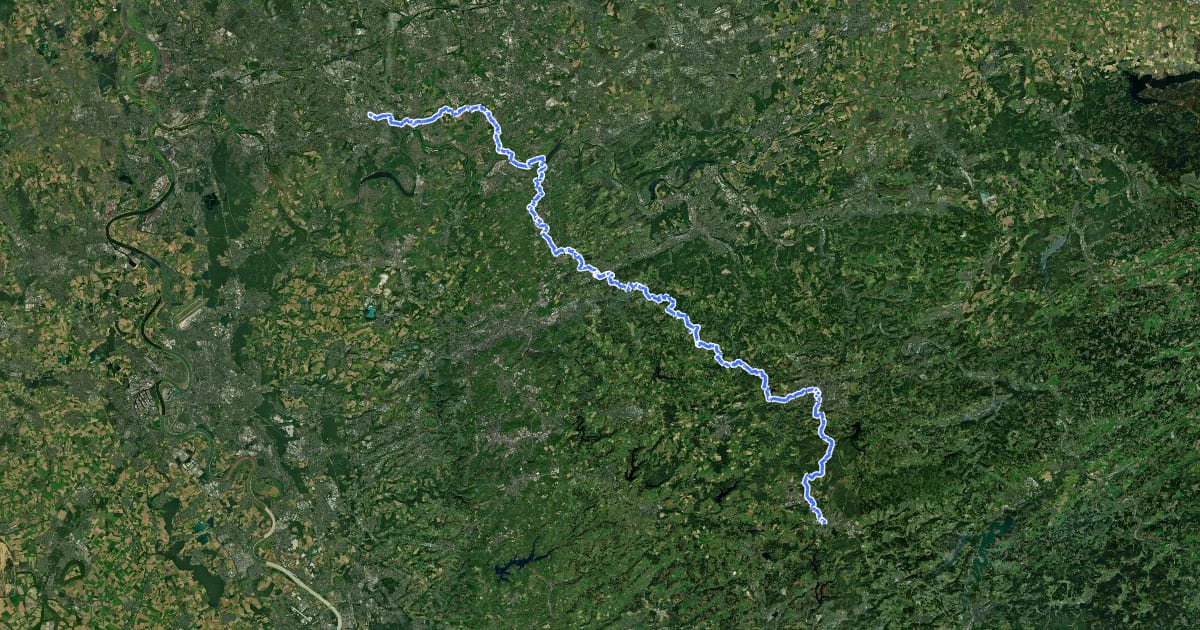Маршрут Pilgerweg Meinerzhagen-E на спутниковом снимке