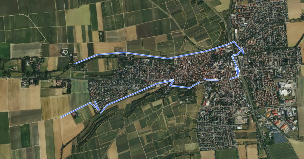 Маршрут Pilgerweg "Ortschleife Osthofen" на спутниковом снимке