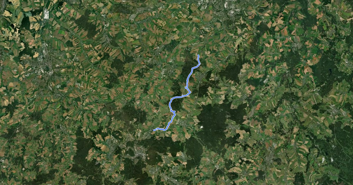 Маршрут Pilgerweg St. Anna Jahnsdorf–Lößnitz на спутниковом снимке